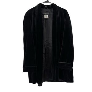 JS Collections Black Velvet Open Front Blazer